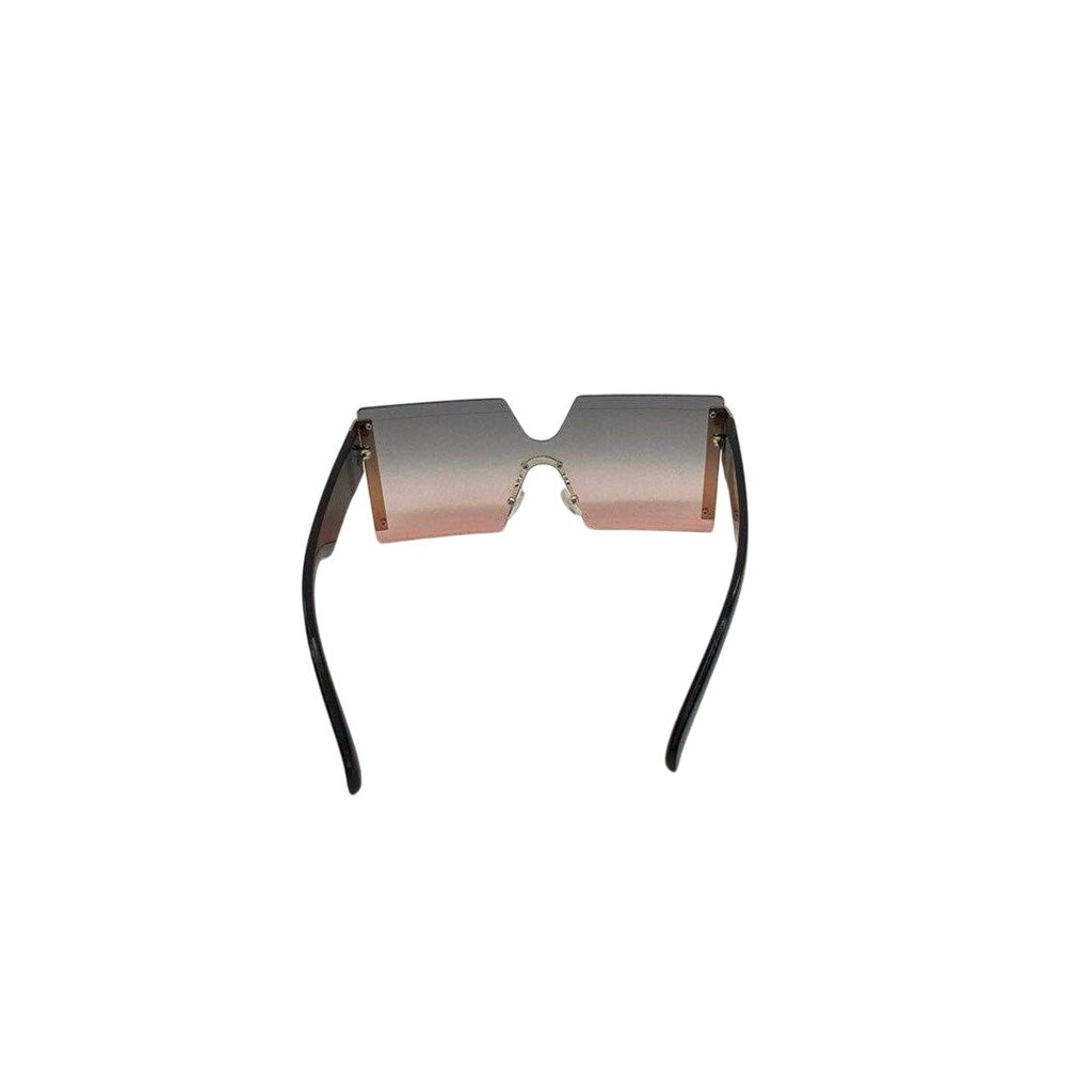 Frameless Hourglass Sunglasses Pink Gradient & Gold Accents Oversized Modern Look