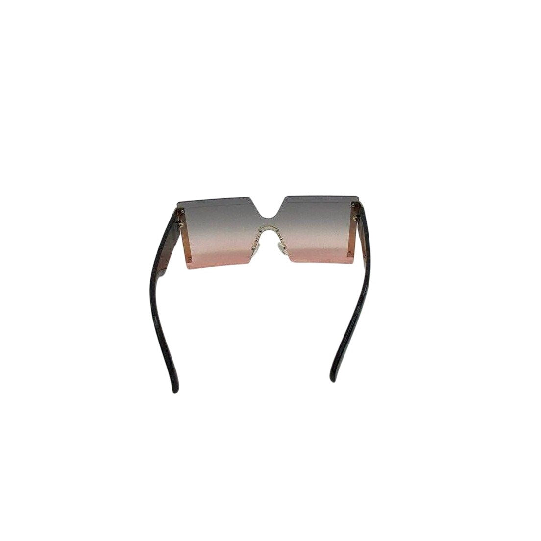 Frameless Hourglass Sunglasses Pink Gradient & Gold Accents Oversized Modern Look