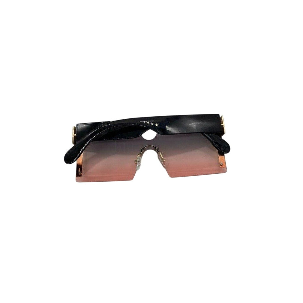 Frameless Hourglass Sunglasses Pink Gradient & Gold Accents Oversized Modern Look