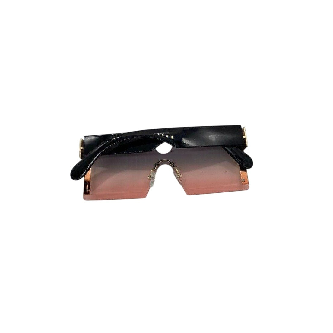 Frameless Hourglass Sunglasses Pink Gradient & Gold Accents Oversized Modern Look