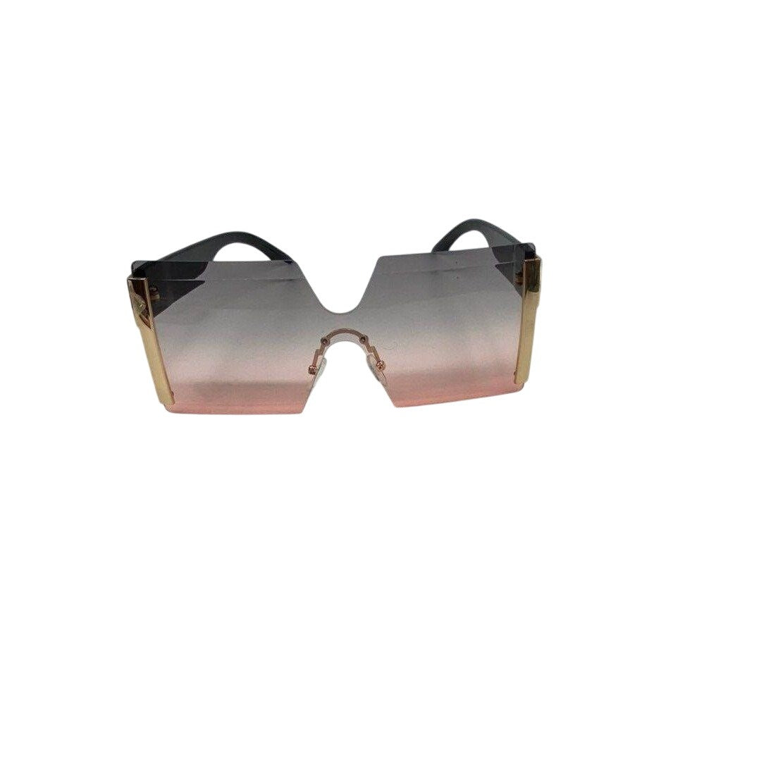 Frameless Hourglass Sunglasses Pink Gradient & Gold Accents Oversized Modern Look