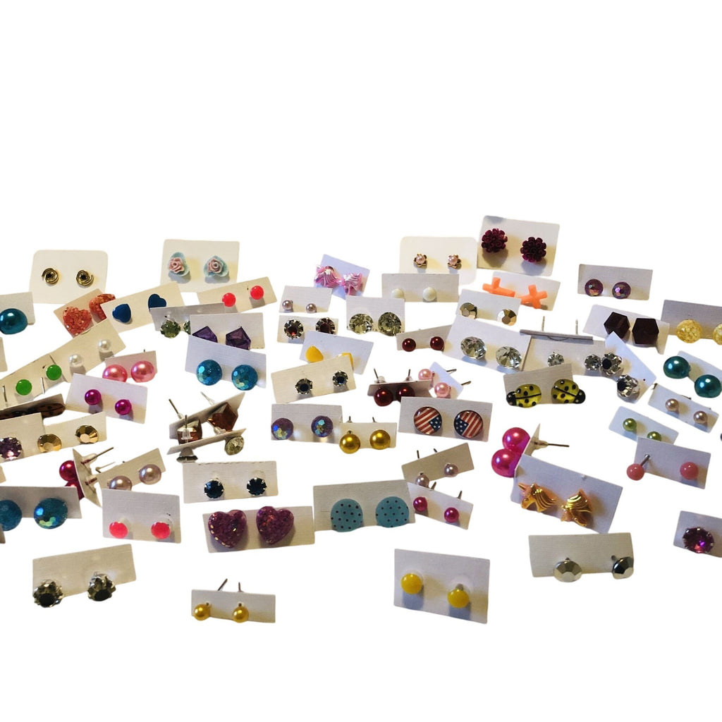 Women's Random Fashion Stud Earrings Lot of 50 Pairs Mixed Styles Colors Girls
