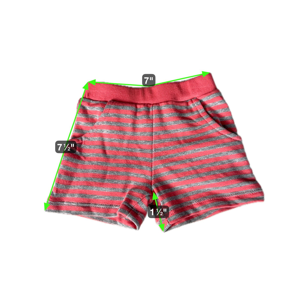 Sterling Baby Girl Striped Cotton Shorts Pink/Gray Size NB Soft & Comfortable