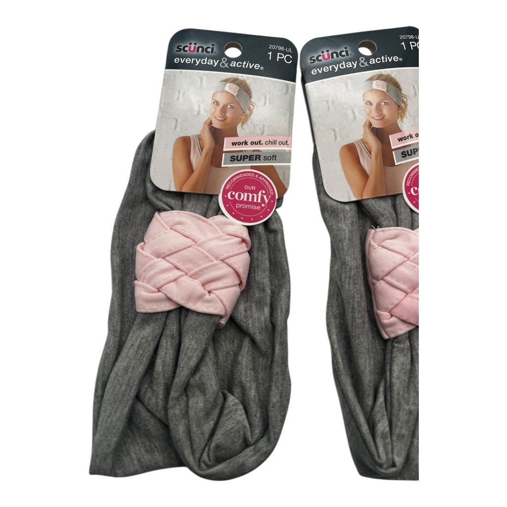 3X Scunci Everyday & Active Braided Luxury Headwrap Headbands Gray Pink Stylish