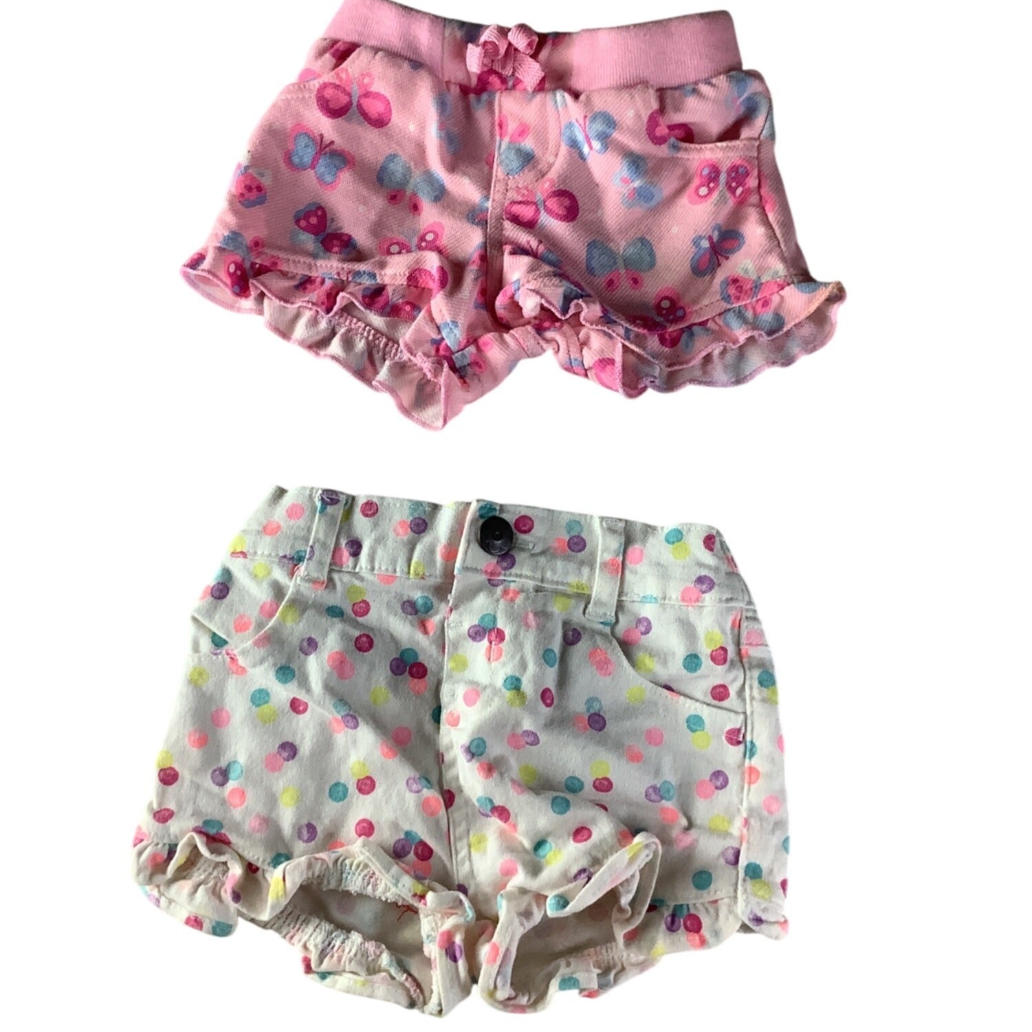 Garanimals Baby Girl 2 Pc Shorts Set 3-6M Butterfly & Polka Dot Prints