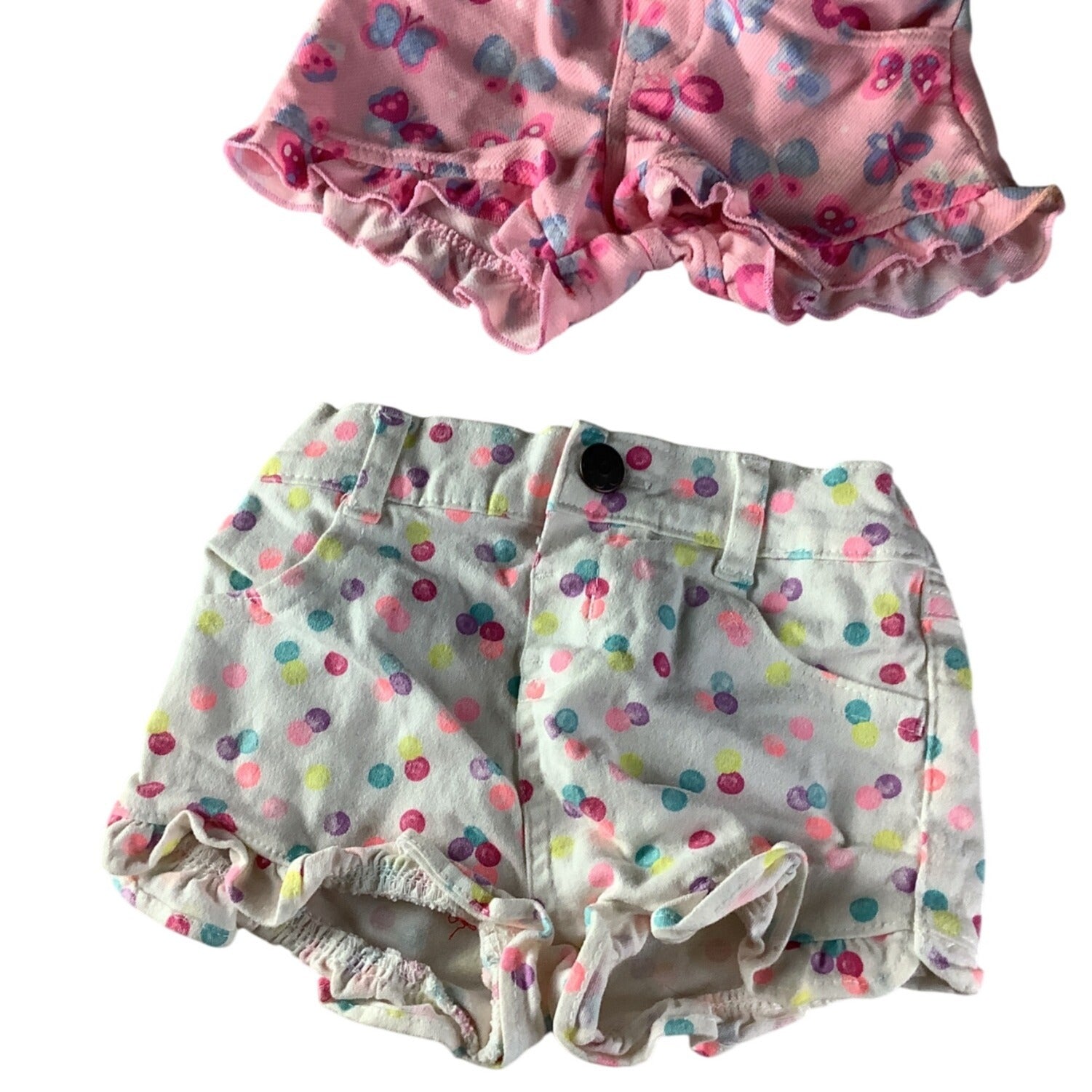 Garanimals Baby Girl 2 Pc Shorts Set 3-6M Butterfly & Polka Dot Prints