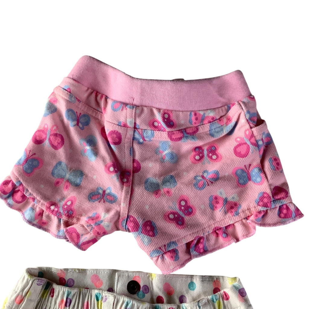 Garanimals Baby Girl 2 Pc Shorts Set 3-6M Butterfly & Polka Dot Prints