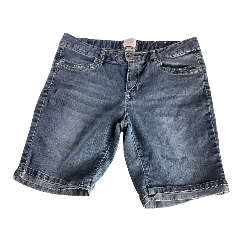 Girls Denim Bermuda Shorts Size 16 1/2 Rhinestone Detail Elastic Waist Band