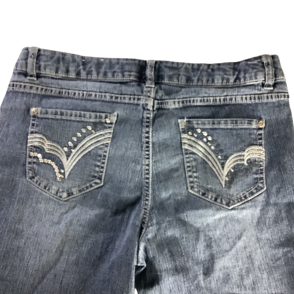 Girls Denim Bermuda Shorts Size 16 1/2 Rhinestone Detail Elastic Waist Band