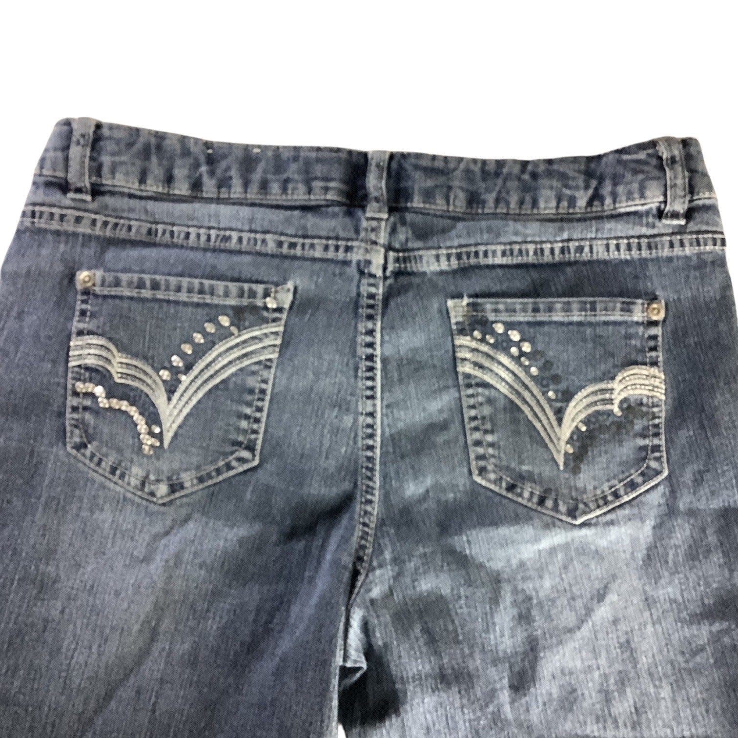 Girls Denim Bermuda Shorts Size 16 1/2 Rhinestone Detail Elastic Waist Band