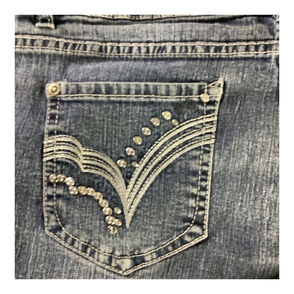 Girls Denim Bermuda Shorts Size 16 1/2 Rhinestone Detail Elastic Waist Band