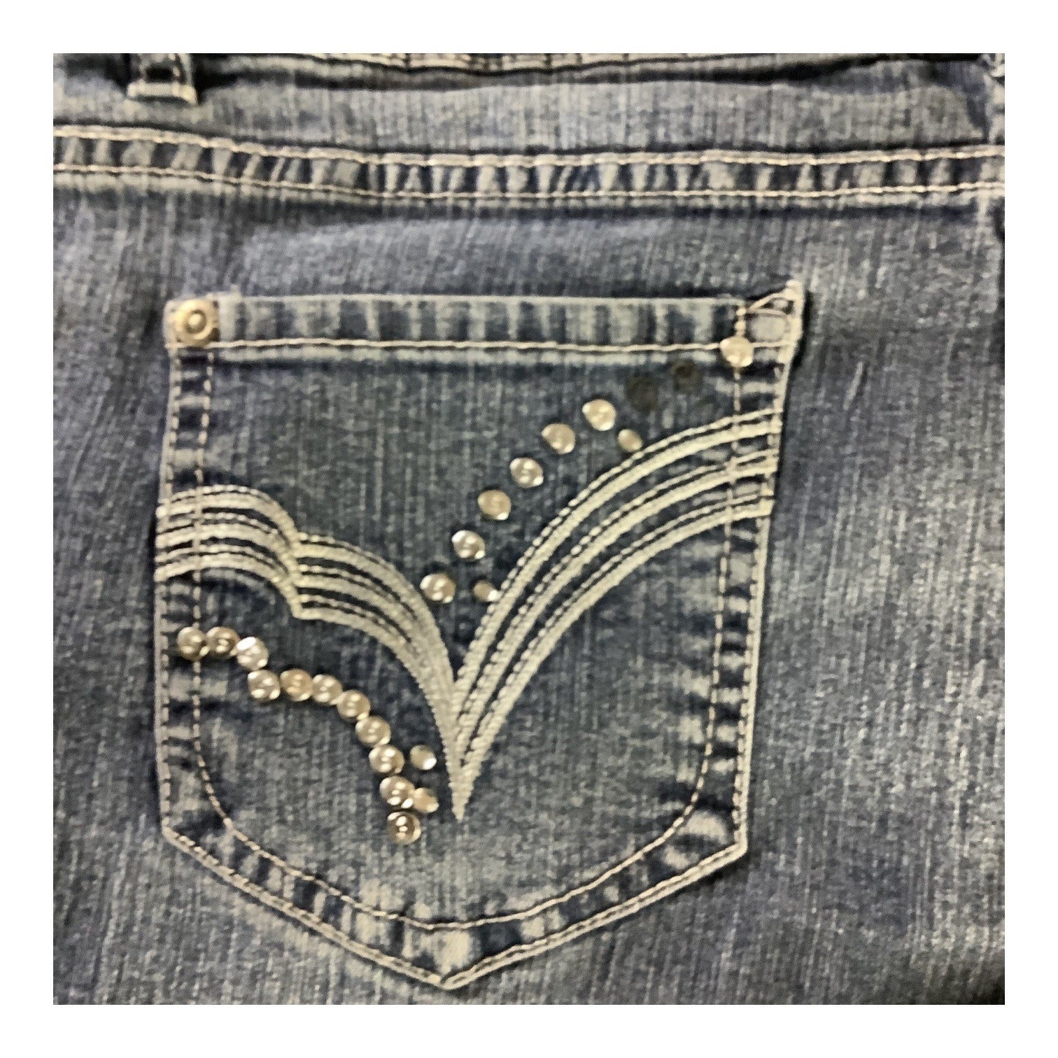 Girls Denim Bermuda Shorts Size 16 1/2 Rhinestone Detail Elastic Waist Band