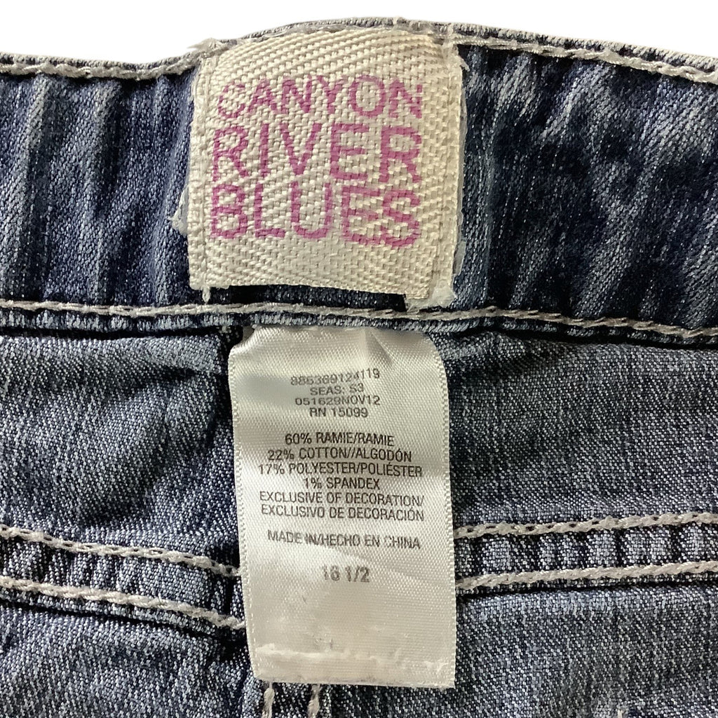 Girls Denim Bermuda Shorts Size 16 1/2 Rhinestone Detail Elastic Waist Band