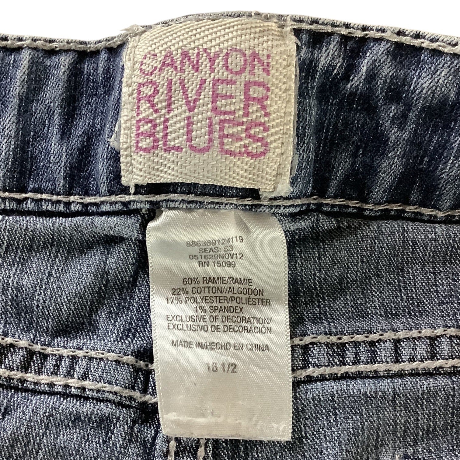 Girls Denim Bermuda Shorts Size 16 1/2 Rhinestone Detail Elastic Waist Band