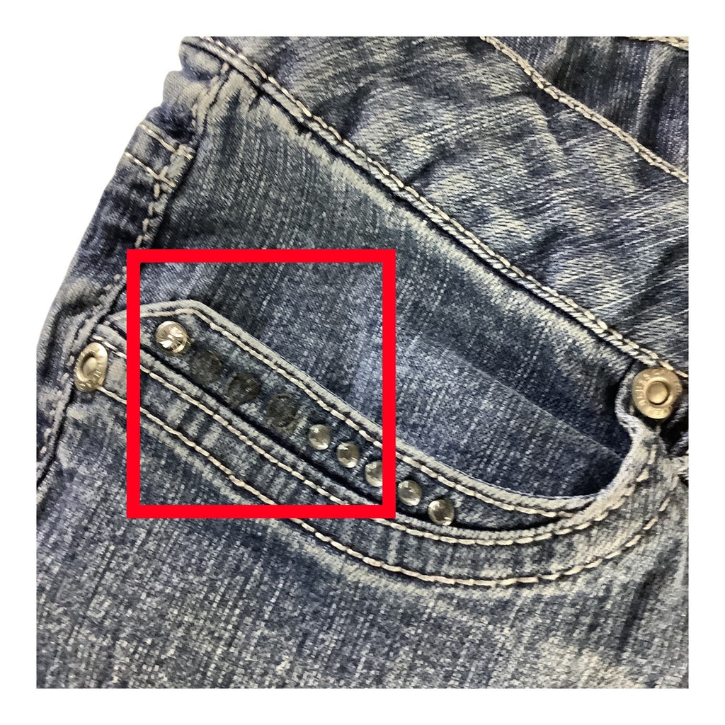 Girls Denim Bermuda Shorts Size 16 1/2 Rhinestone Detail Elastic Waist Band