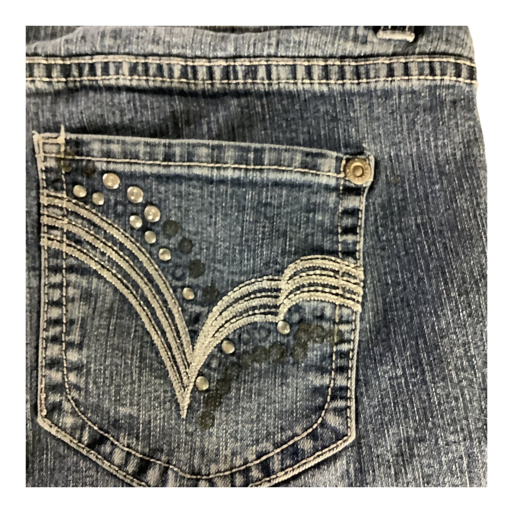 Girls Denim Bermuda Shorts Size 16 1/2 Rhinestone Detail Elastic Waist Band