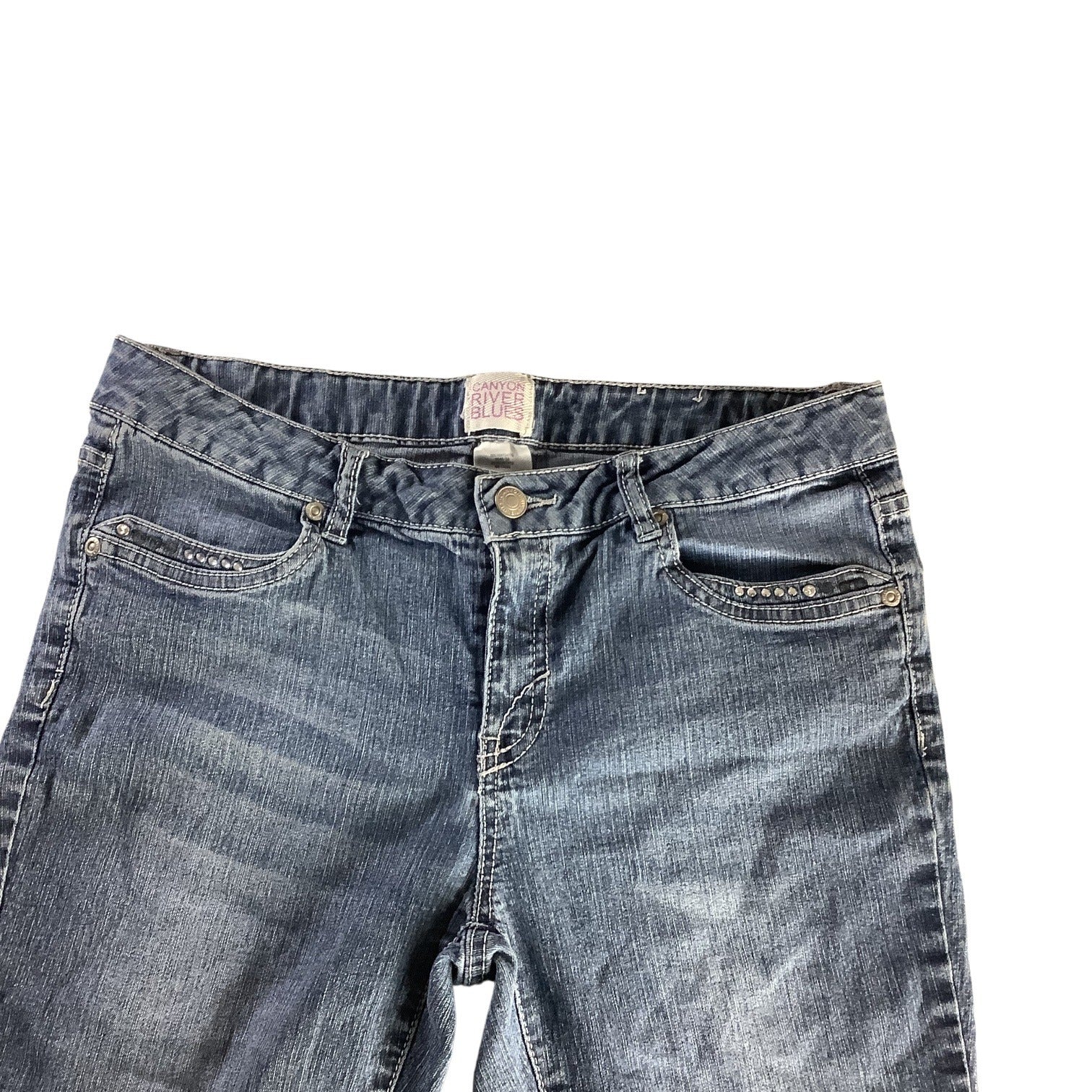 Girls Denim Bermuda Shorts Size 16 1/2 Rhinestone Detail Elastic Waist Band