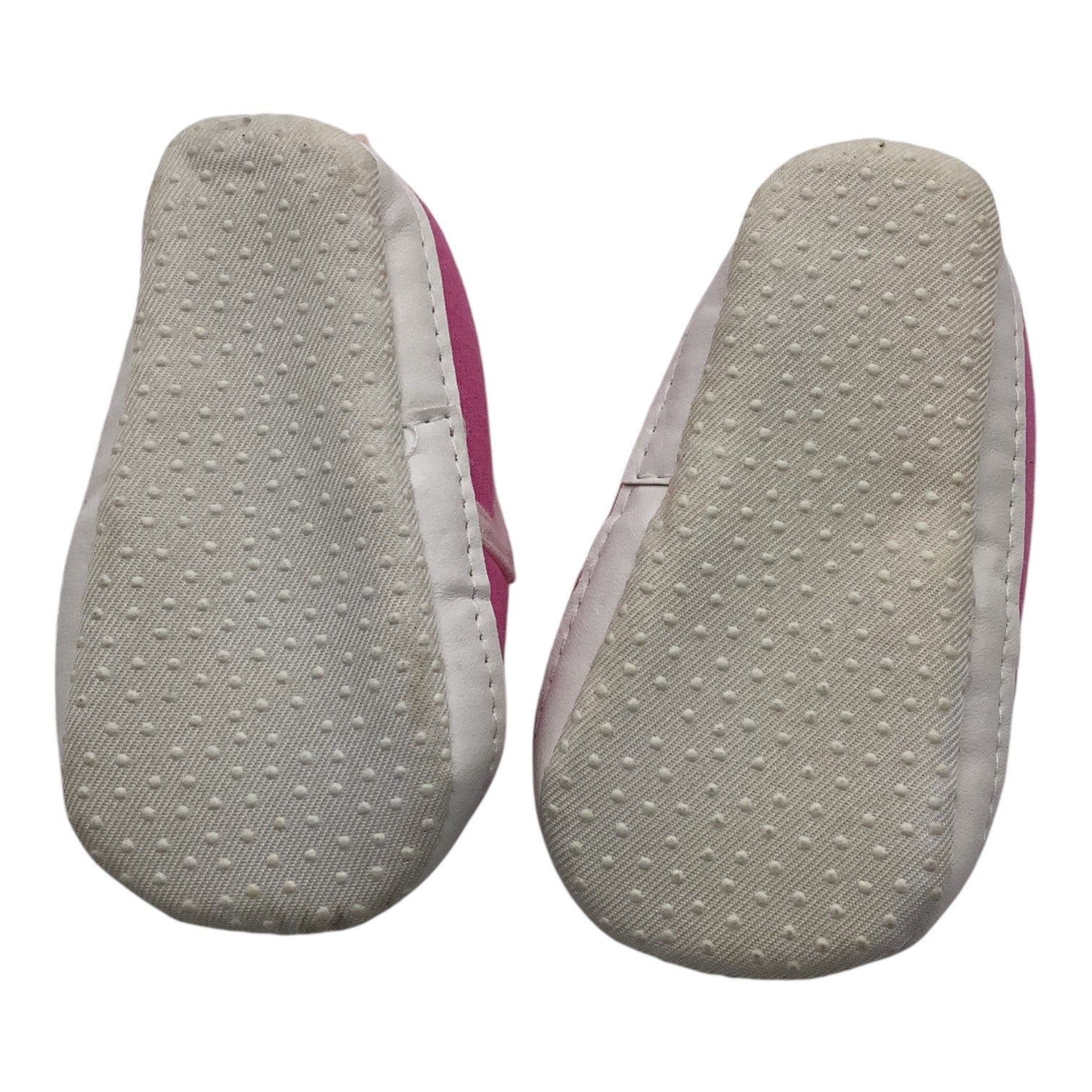 Bon Bebe Baby Girl Slippers Pink W/ Silver Heart 0-9 Months Soft Sole Slip On