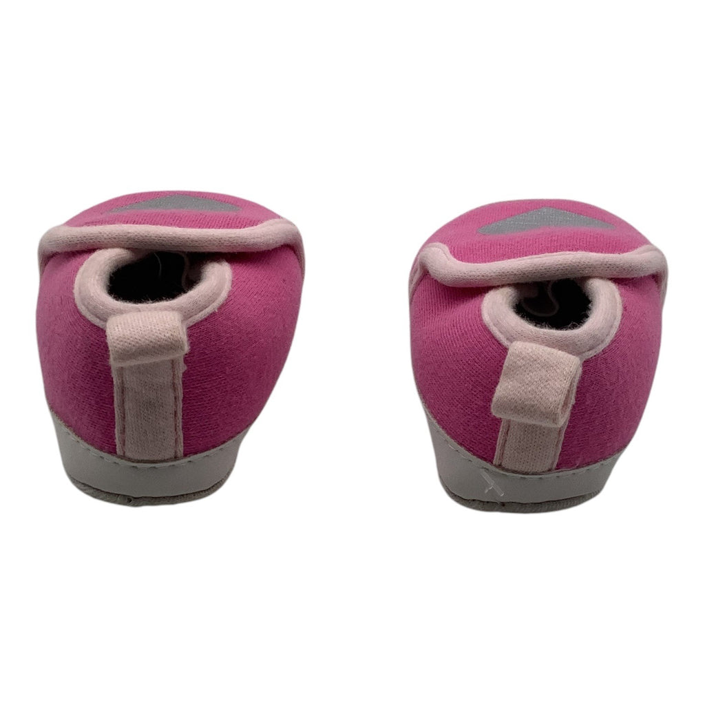 Bon Bebe Baby Girl Slippers Pink W/ Silver Heart 0-9 Months Soft Sole Slip On
