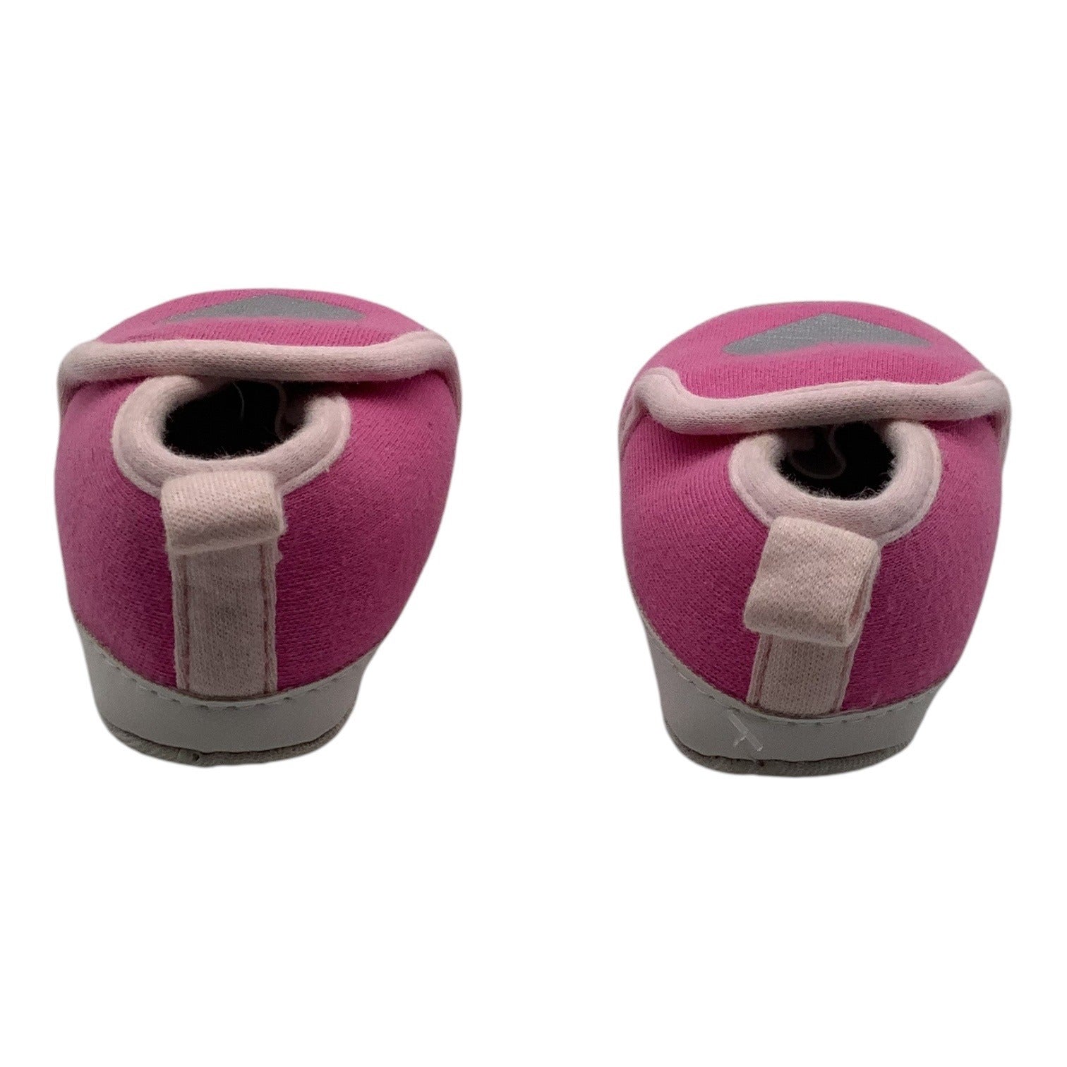 Bon Bebe Baby Girl Slippers Pink W/ Silver Heart 0-9 Months Soft Sole Slip On
