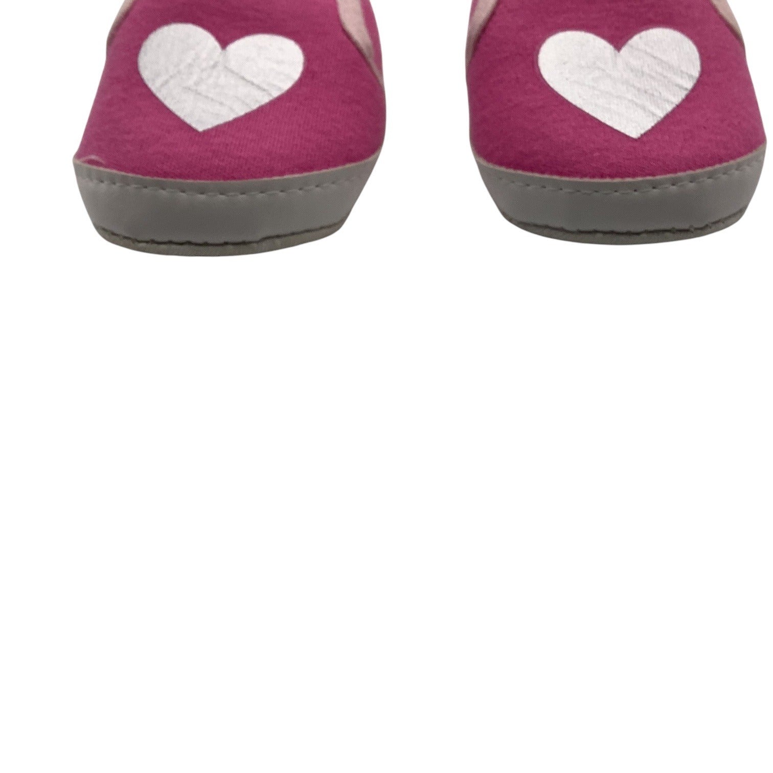 Bon Bebe Baby Girl Slippers Pink W/ Silver Heart 0-9 Months Soft Sole Slip On