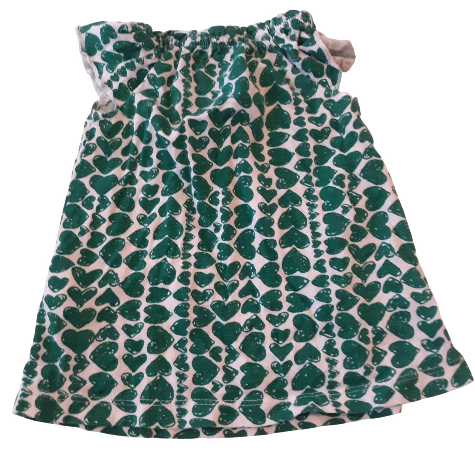 Child Of Mine Baby Girl Shirt 0-3M White & Green Heart Pattern Ruffle Sleeves