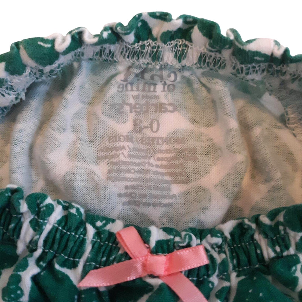 Child Of Mine Baby Girl Shirt 0-3M White & Green Heart Pattern Ruffle Sleeves