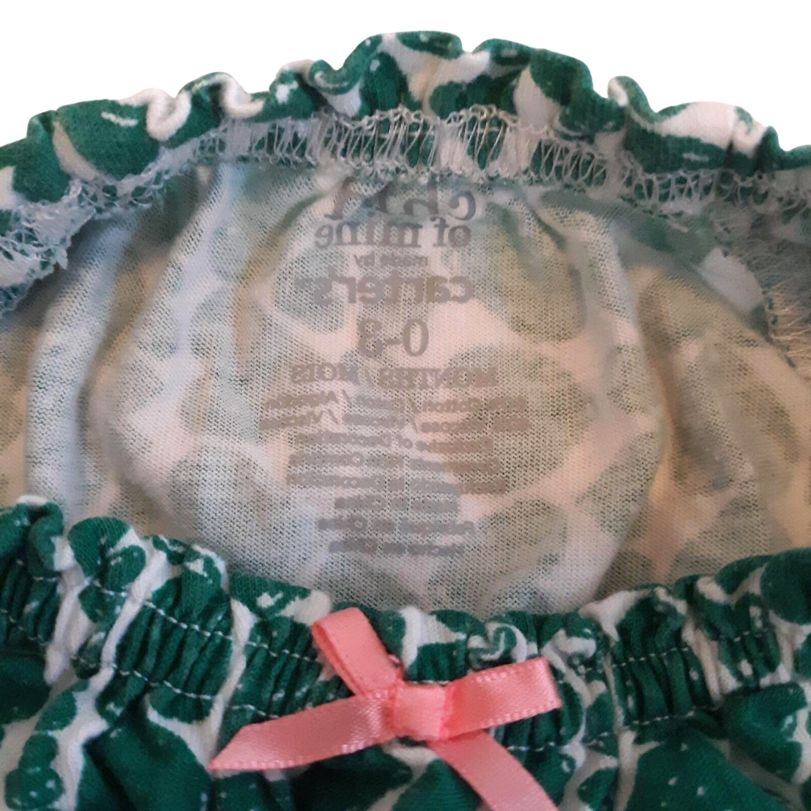 Child Of Mine Baby Girl Shirt 0-3M White & Green Heart Pattern Ruffle Sleeves