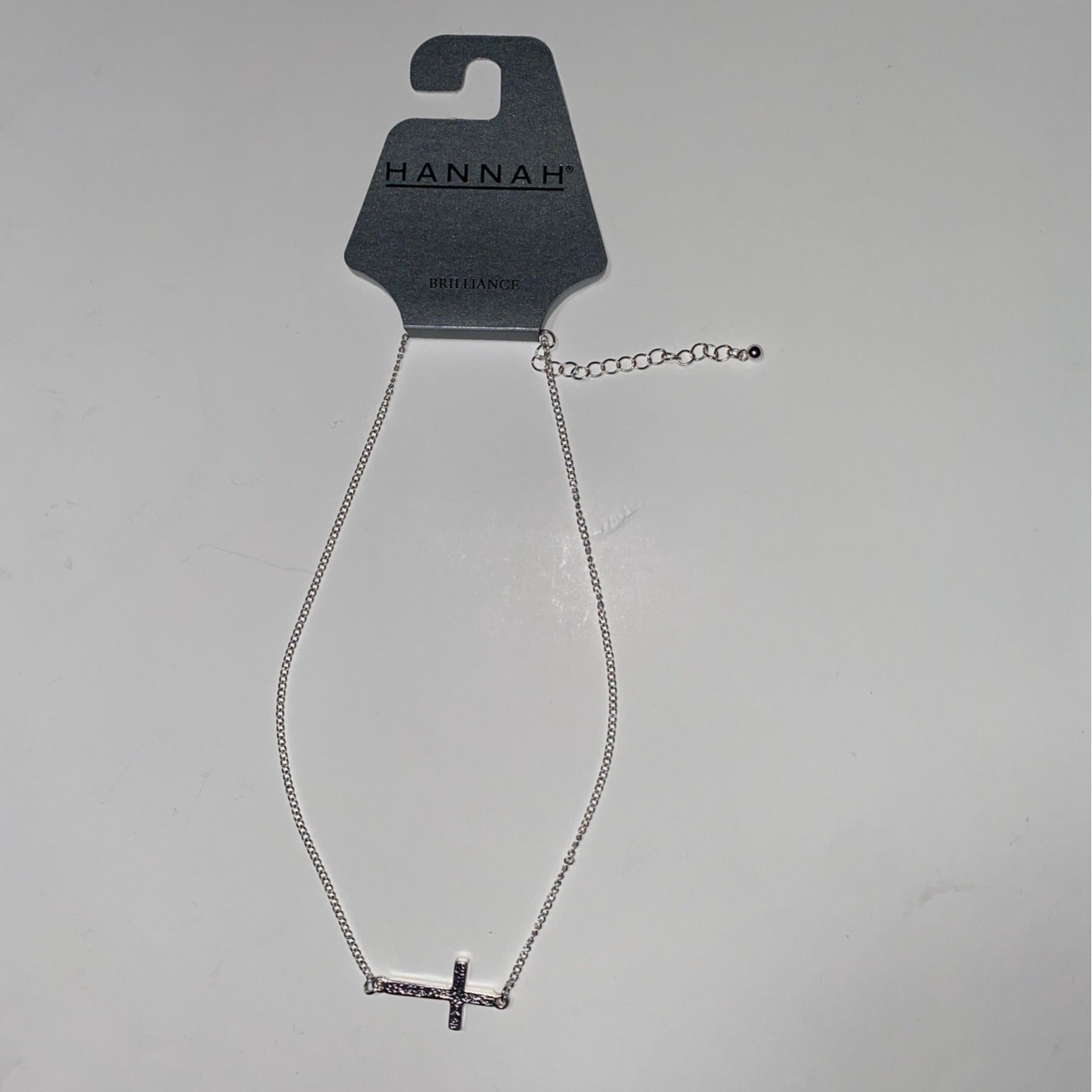 Hannah Brilliance Silver Tone Cross Necklace Women’s Adjustable Single Strand
