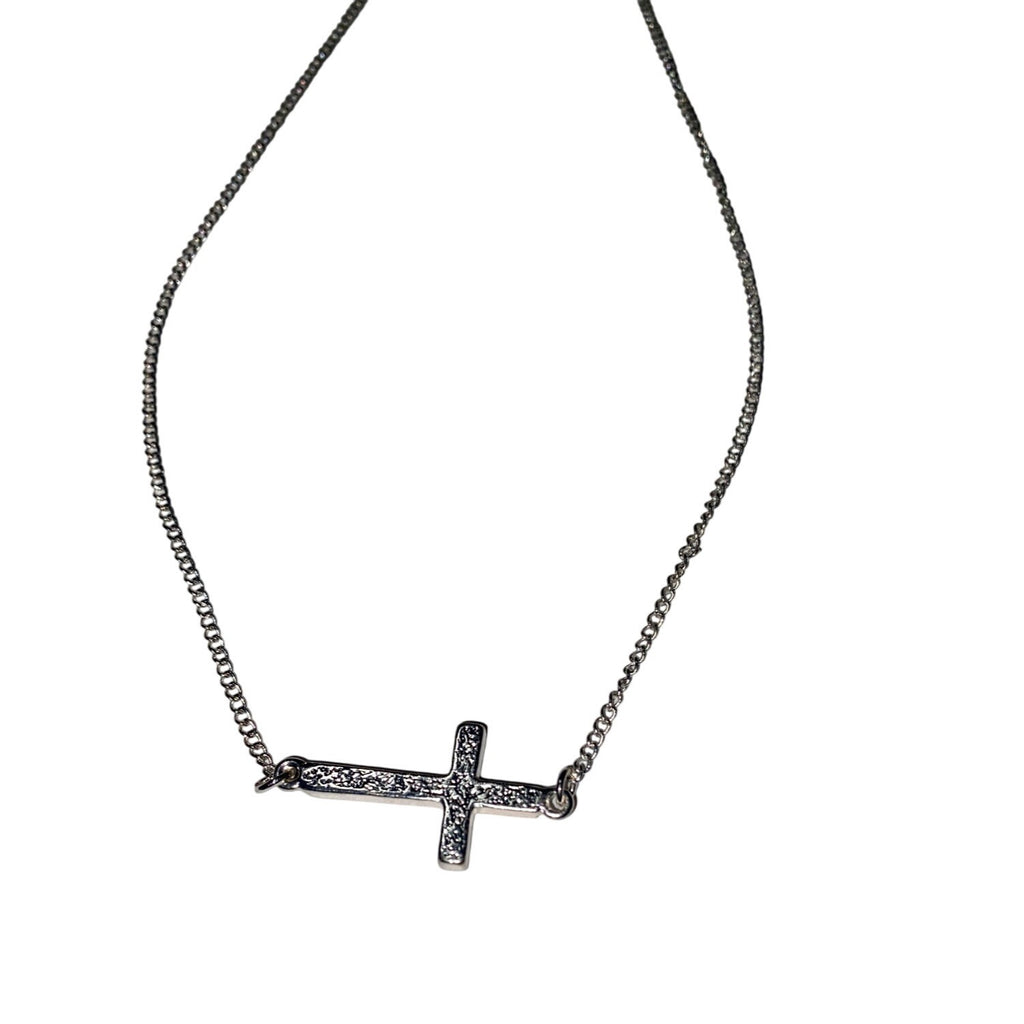 Hannah Brilliance Silver Tone Cross Necklace Women’s Adjustable Single Strand