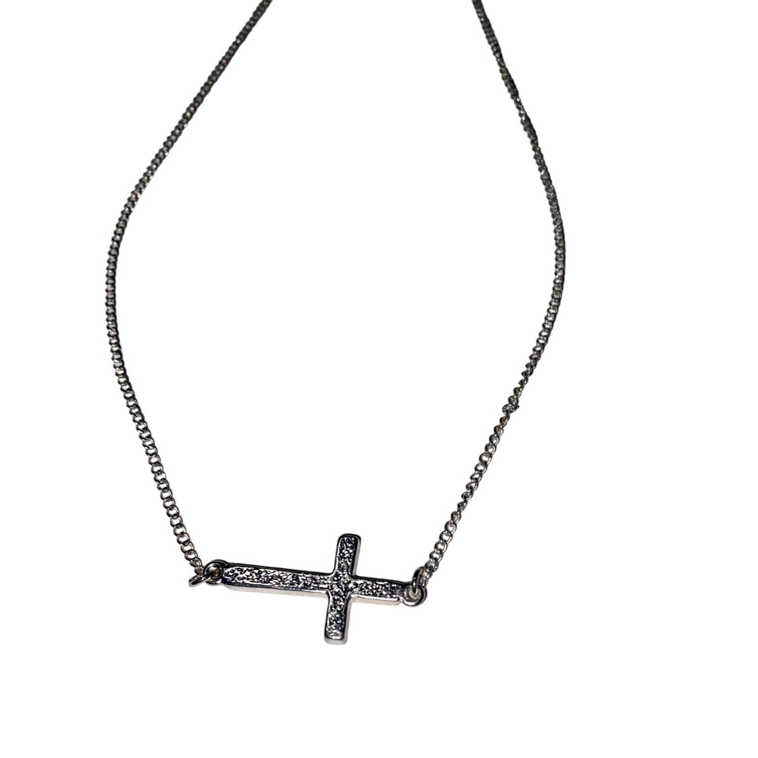 Hannah Brilliance Silver Tone Cross Necklace Women’s Adjustable Single Strand