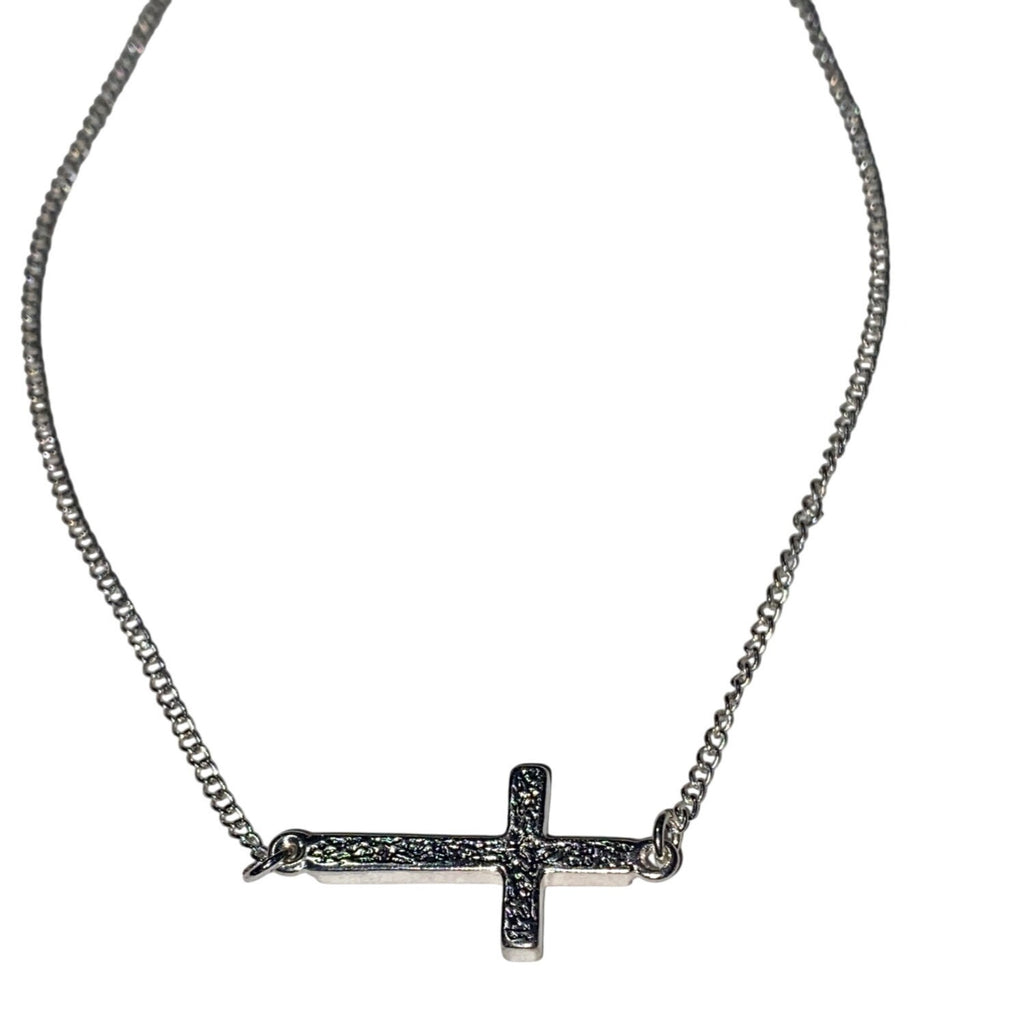 Hannah Brilliance Silver Tone Cross Necklace Women’s Adjustable Single Strand