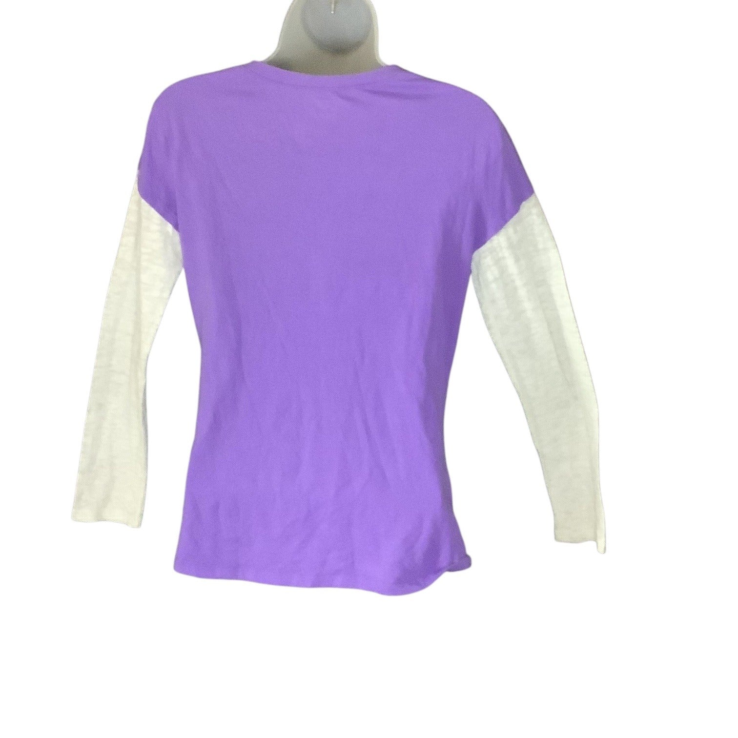 Justice Girls Long Sleeve Purple Shirt Size 18 Sequined Front White Sleeves