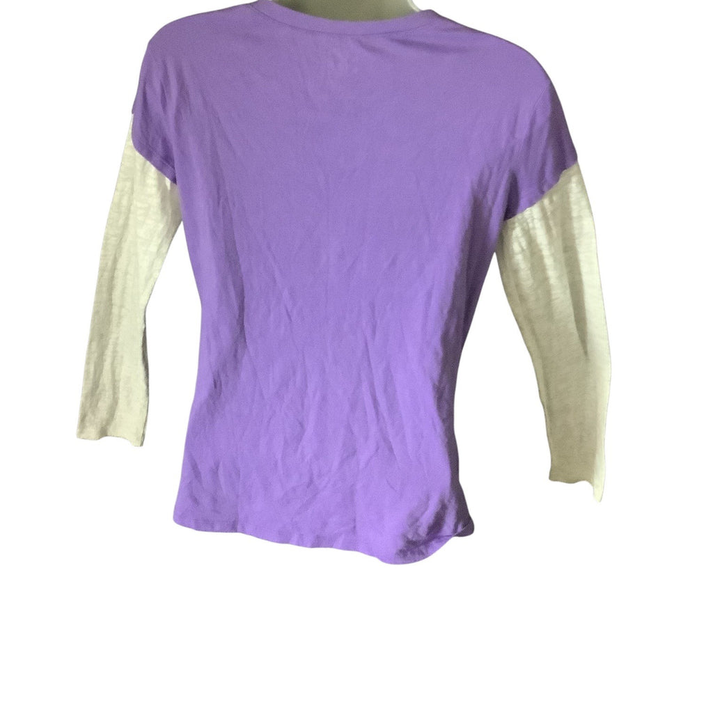 Justice Girls Long Sleeve Purple Shirt Size 18 Sequined Front White Sleeves