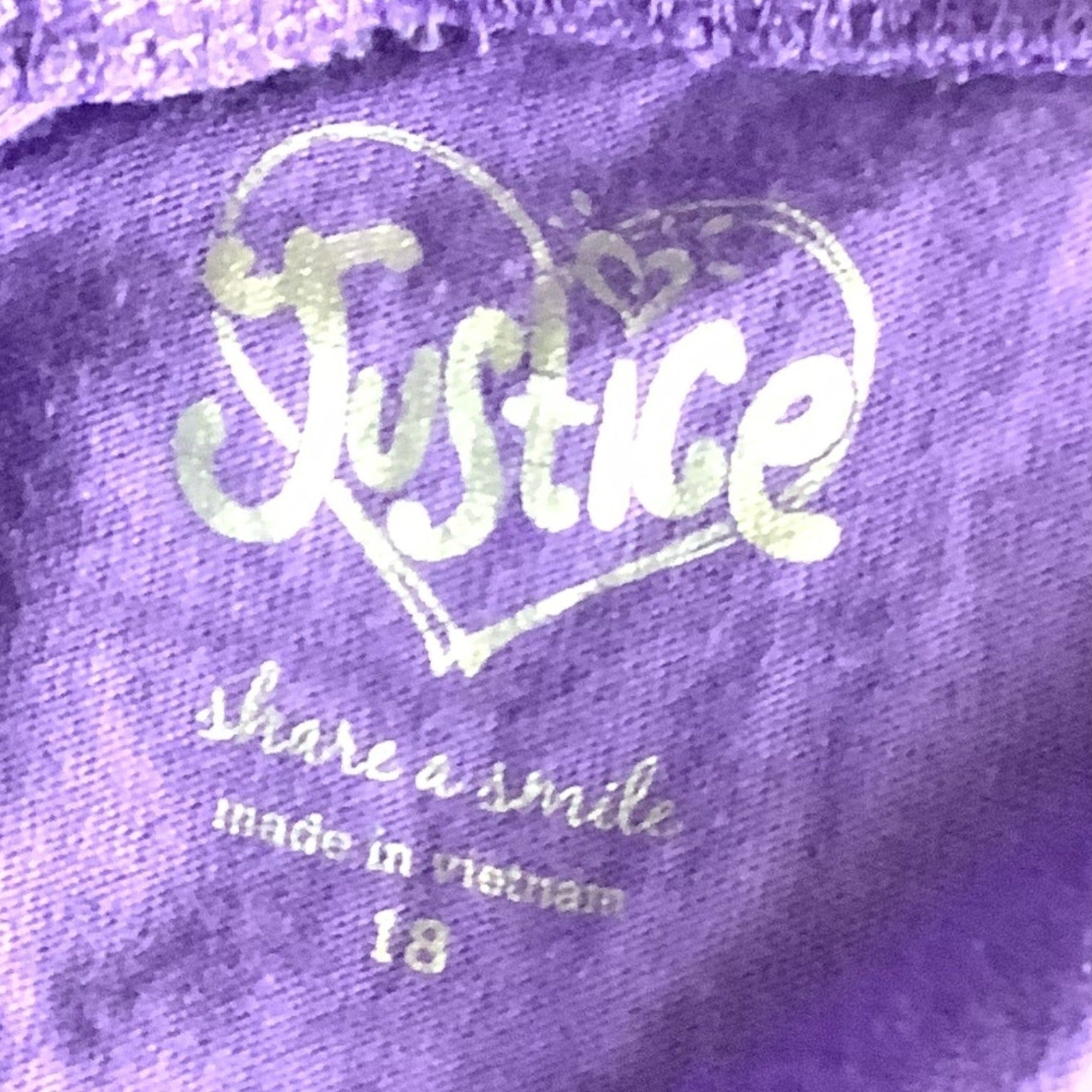 Justice Girls Long Sleeve Purple Shirt Size 18 Sequined Front White Sleeves