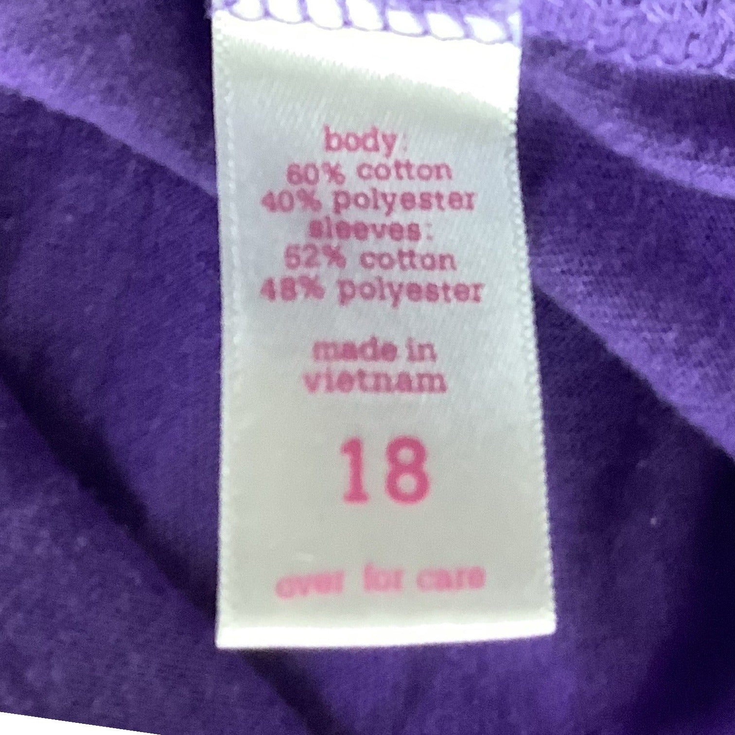 Justice Girls Long Sleeve Purple Shirt Size 18 Sequined Front White Sleeves