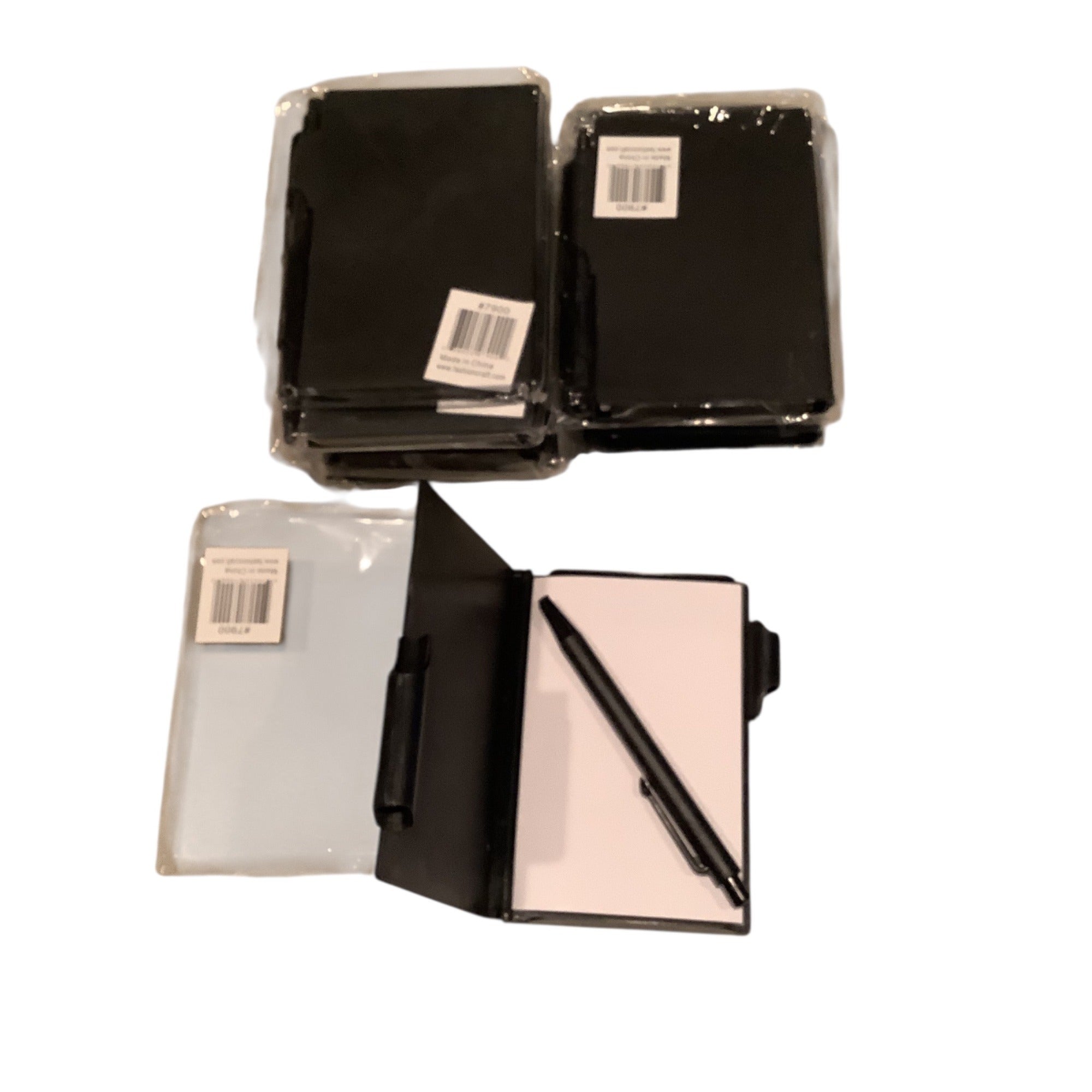 Mini Black Notebook Set With Pen 10 Pc Molded Plastic Cover Blank Notepads 4in