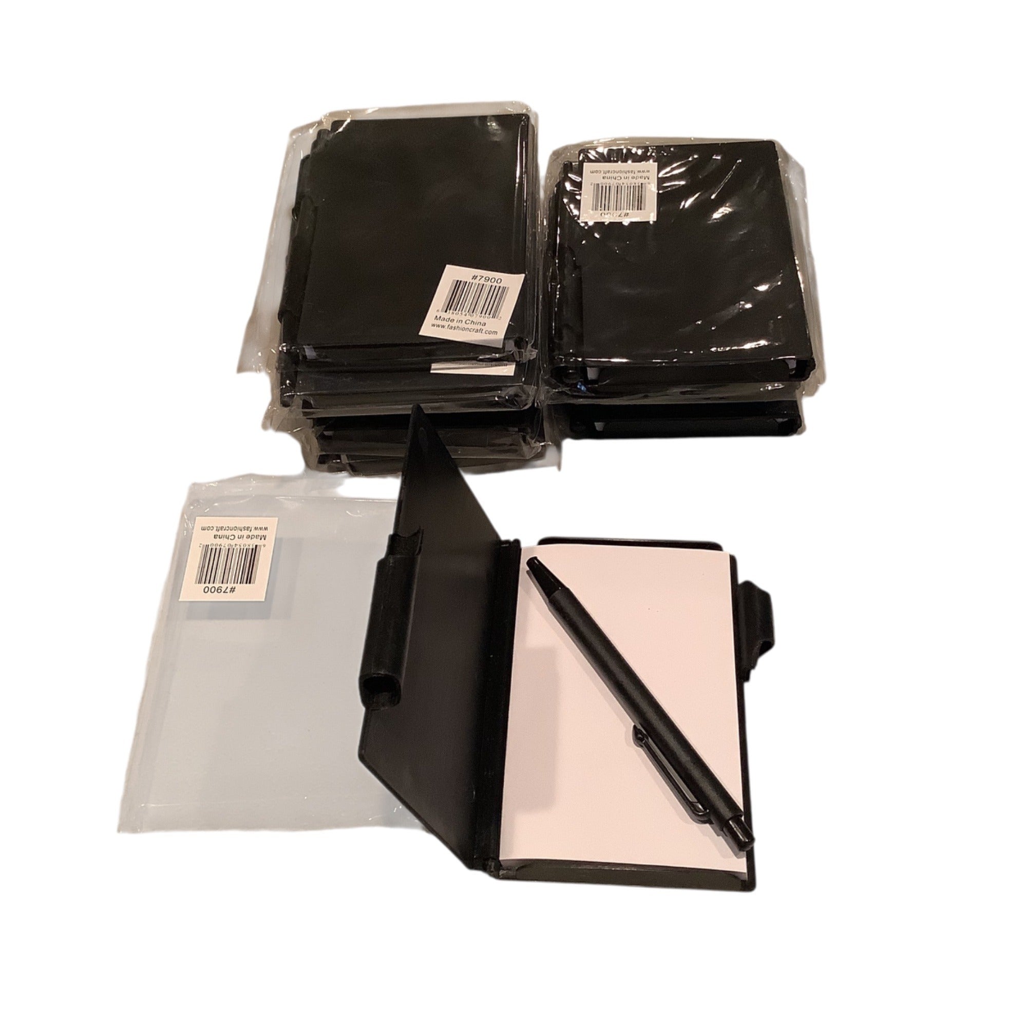 Mini Black Notebook Set With Pen 10 Pc Molded Plastic Cover Blank Notepads 4in