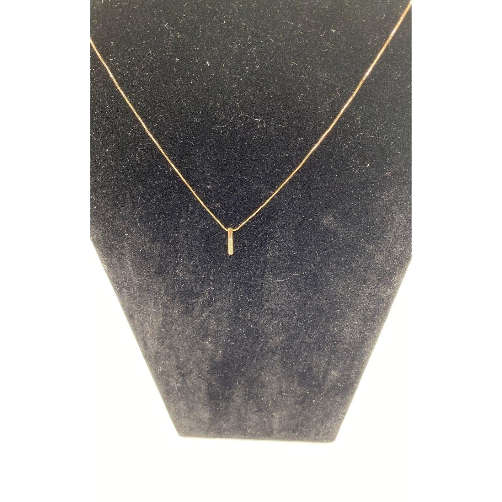 Penta Crystal Bar Charm Necklace Rose Gold  Adjustable Chain Women's Jewelry