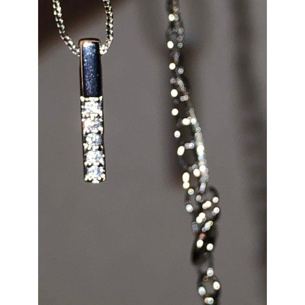 Penta Crystal Bar Charm Necklace Rose Gold  Adjustable Chain Women's Jewelry