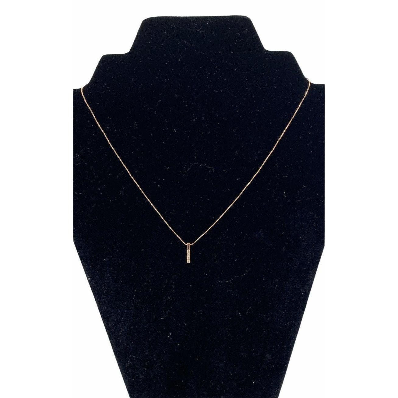 Penta Crystal Bar Charm Necklace Rose Gold  Adjustable Chain Women's Jewelry