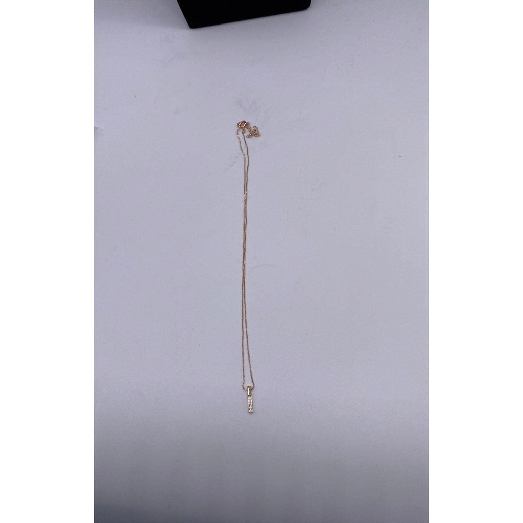 Penta Crystal Bar Charm Necklace Rose Gold  Adjustable Chain Women's Jewelry