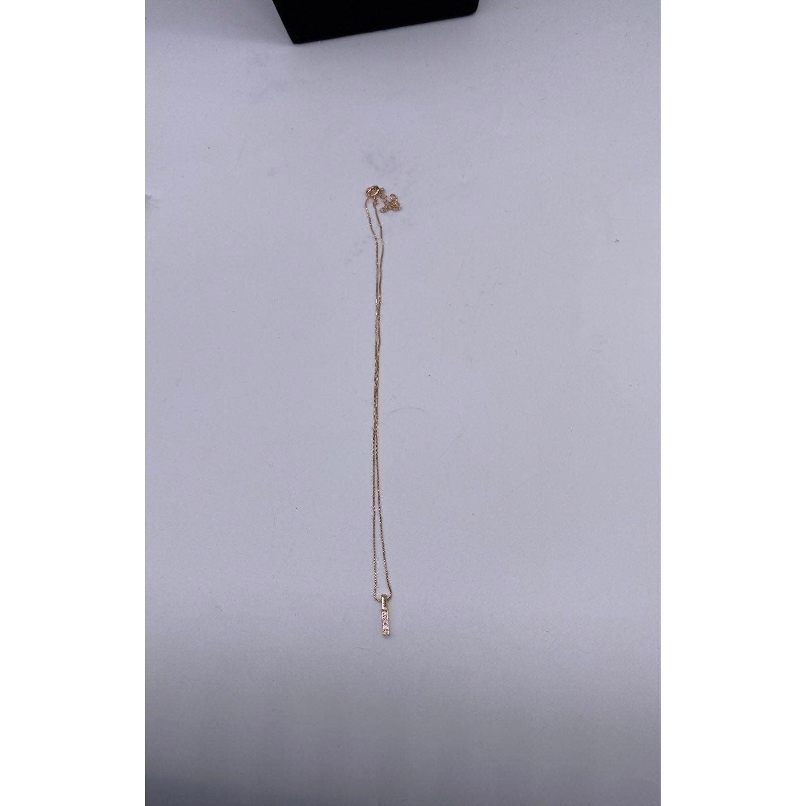 Penta Crystal Bar Charm Necklace Rose Gold  Adjustable Chain Women's Jewelry