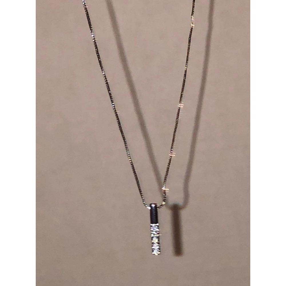 Penta Crystal Bar Charm Necklace Rose Gold  Adjustable Chain Women's Jewelry