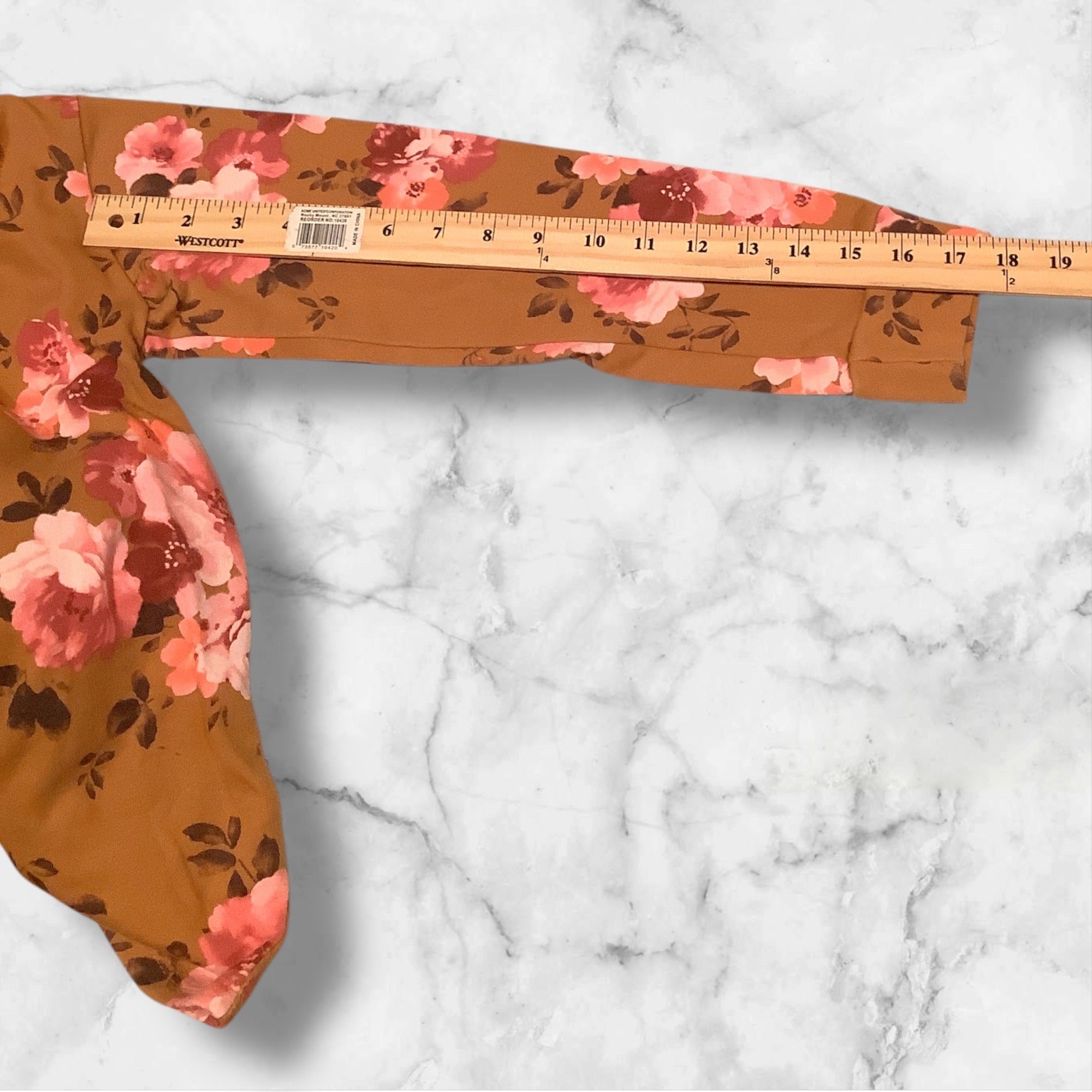 The Children’s Place Girls Floral Print Fleece Tie Front Top Brown Long Sleeves Size L 10/12