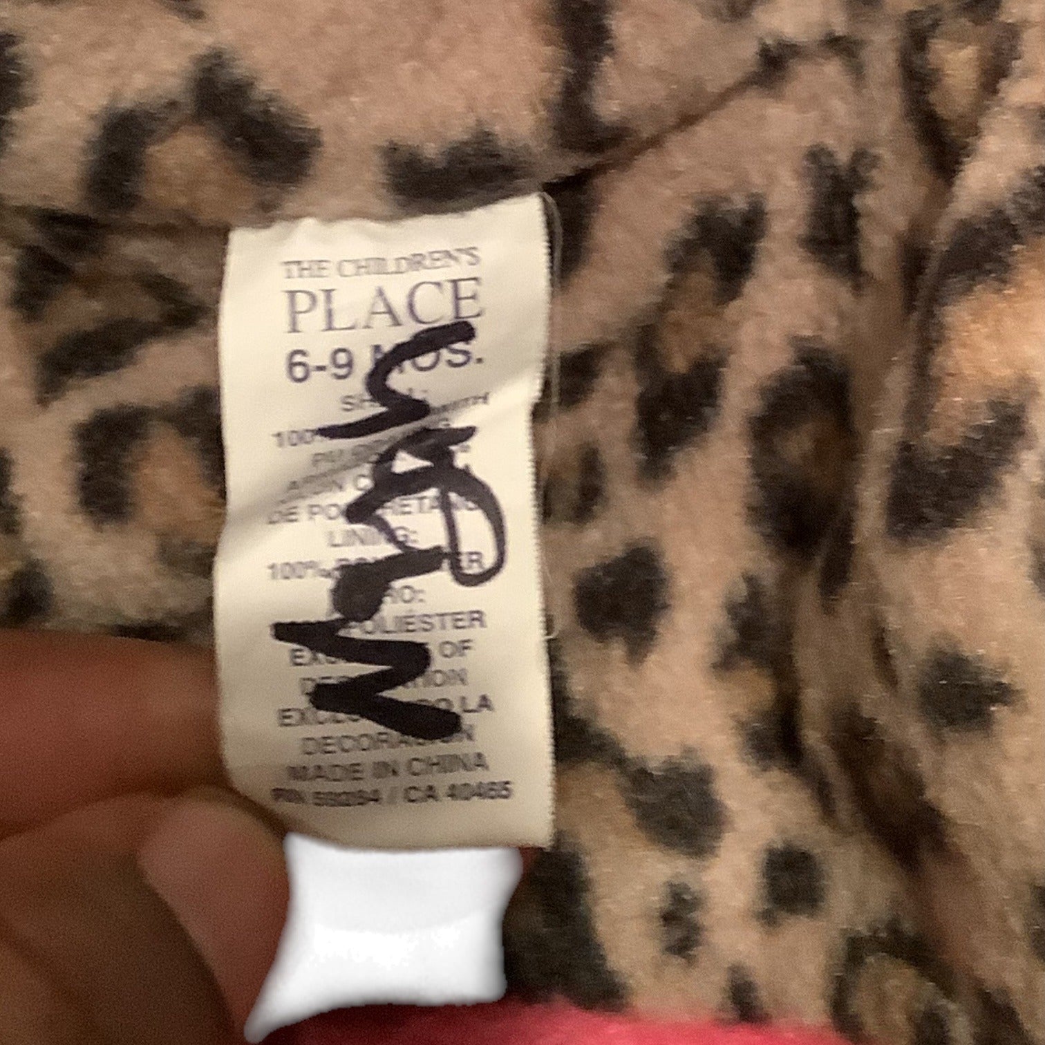 The Childrens Place Baby Girls Leopard Print Coat Size 6-9M Thermolite Insulation