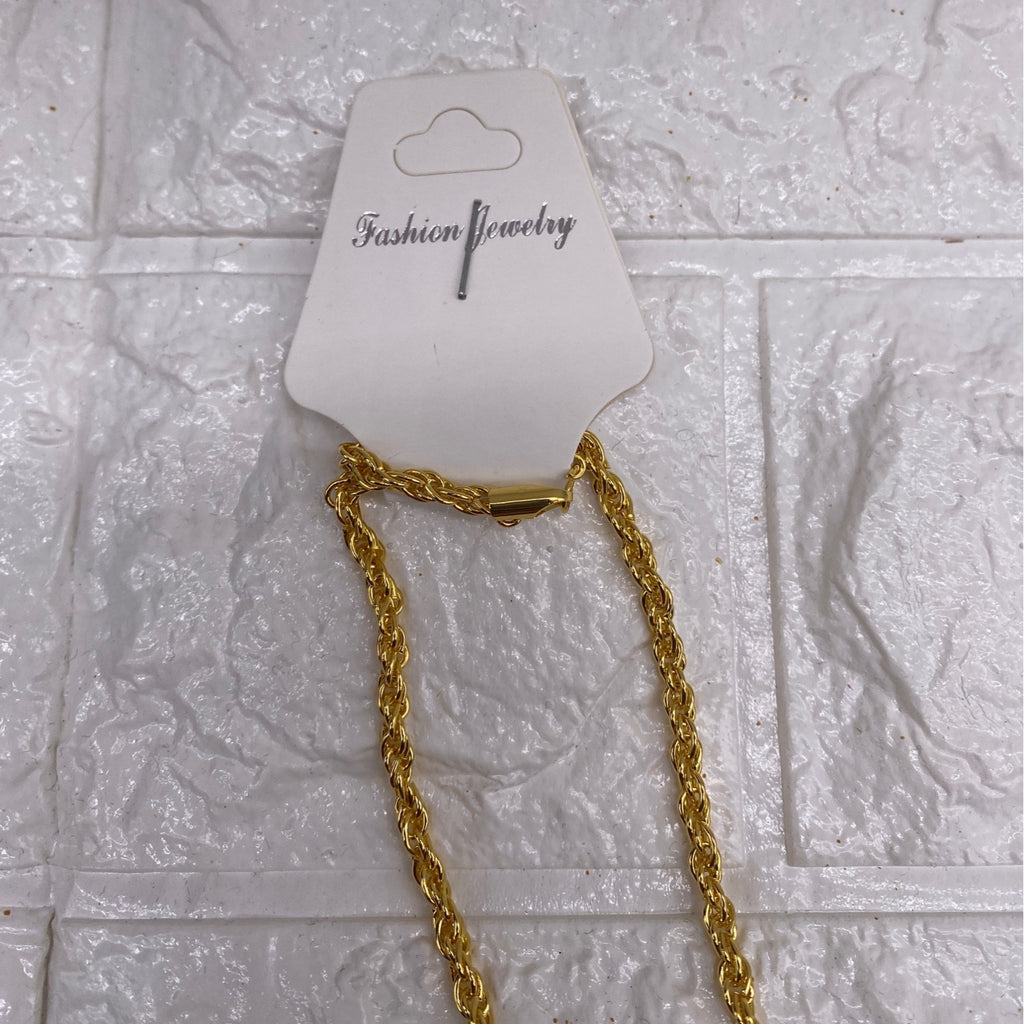 Gold Tone Mens Necklace With Dollar Coin Pendant With Rope Chain Rhinestones