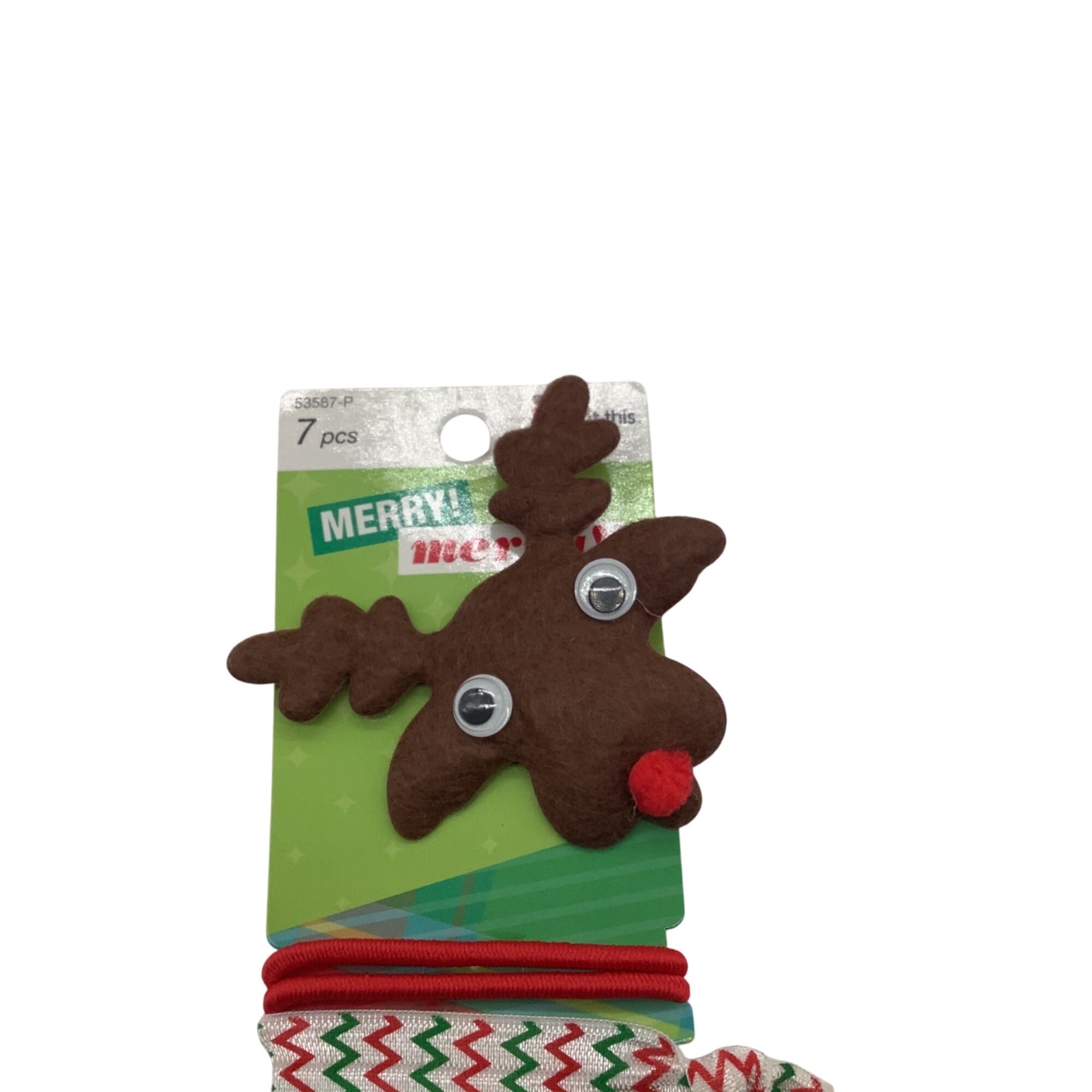 Scunci Holiday Hair Assortment Ties Reindeer 7pc Elastic Bands 53587-P