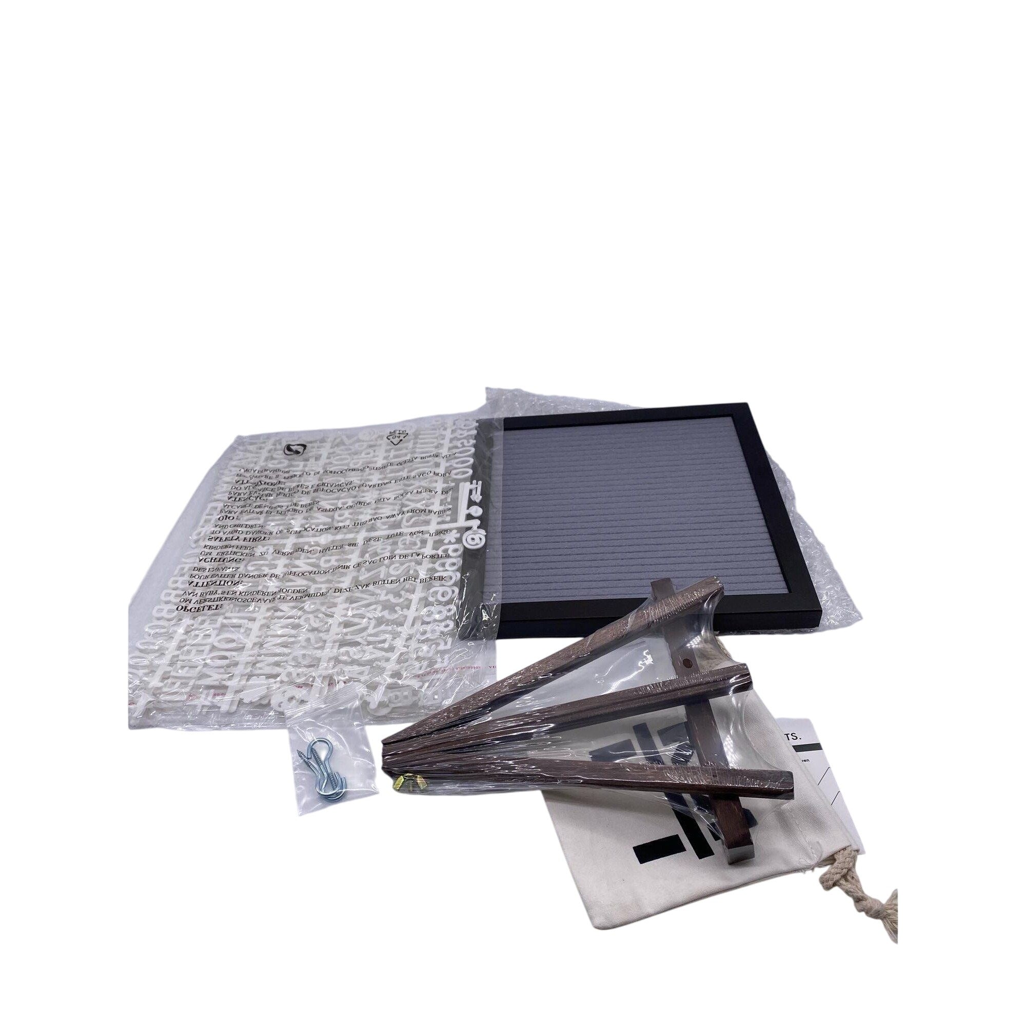 MultiTed Gray Felt Letter Board W/ Espresso Wooden Frame Stand & 362 Characters