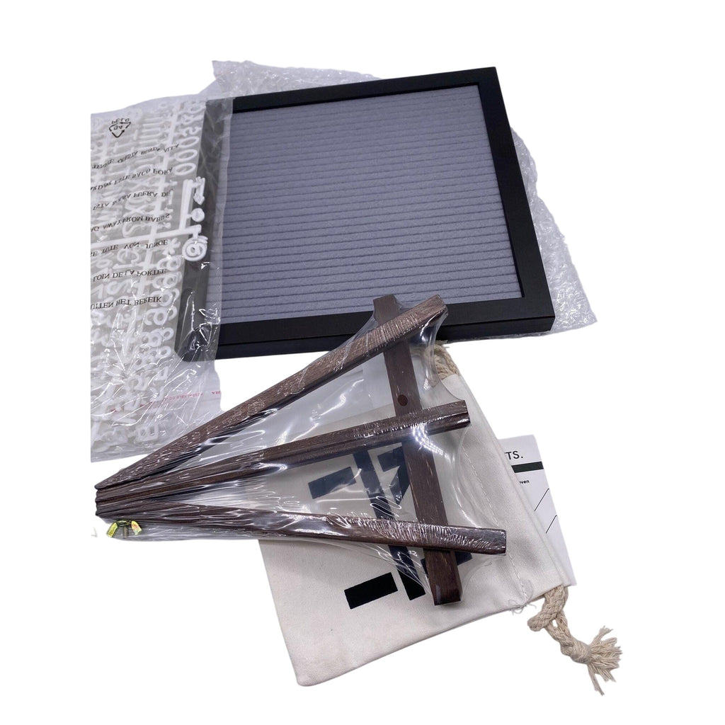 MultiTed Gray Felt Letter Board W/ Espresso Wooden Frame Stand & 362 Characters
